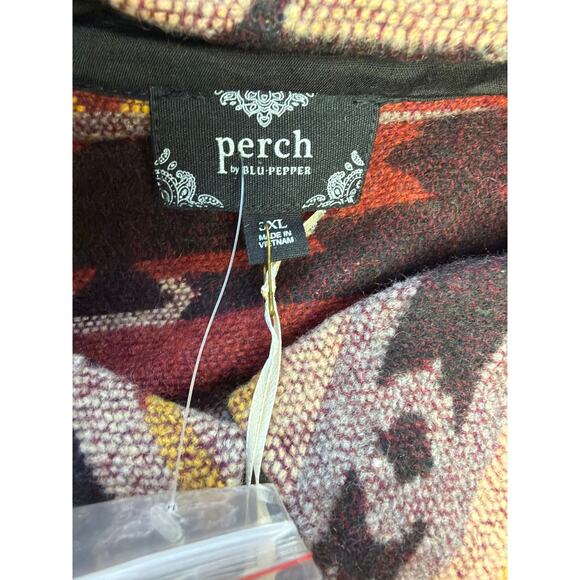 Perch Blu Pepper Aztec Western Jacket Women's plus Size 3XL Red Button Cowgirl - Picture 6 of 7